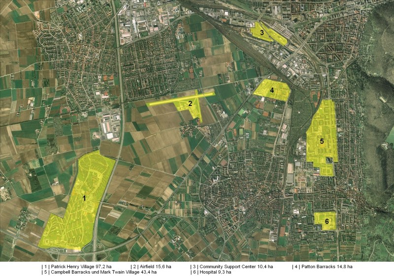 Übersichtskarte Konversionsflächen (Grafik: Stadt Heidelberg)