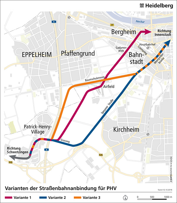 Karte mit möglicher Straßenbahnführung (Bild: Peh und Schefcik) Karte mit möglicher Straßenbahnführung markiert (Bild: Peh und Schefcik)