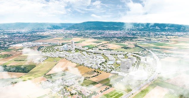 Die Entwicklungsvision von PHV als „Wissensstadt der Zukunft“ (Visualisierung KCAP) Die Entwicklungsvision von PHV als „Wissensstadt der Zukunft“ (Visualisierung KCAP).