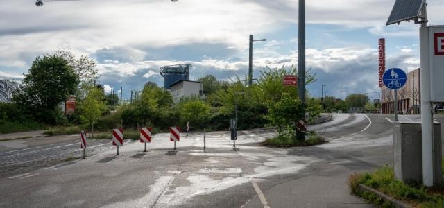 Perspektive der Eppelheimer Straße in Richtung Bauhaus.