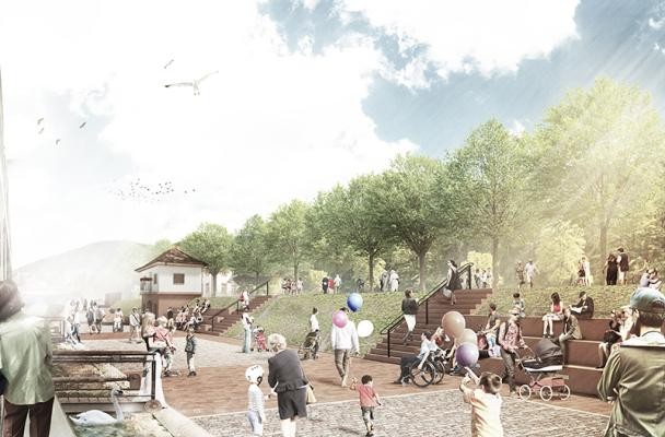 Visualisierung des geplanten Umbaus am Neckarlauer (Grafik: GDLA) Visualisierung des geplanten Umbaus am Neckarlauer (Grafik: GDLA)