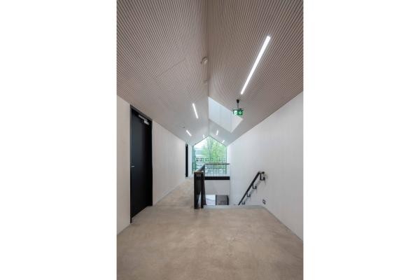 Viel Licht und spannende Ausblicke auf den großen Außenbereich im Treppenaufgang des Heidelberger Hauses der Jugend. (Foto: Leone Schuch, Hochbauamt Heidelberg) Viel Licht und spannende Ausblicke auf den großen Außenbereich im Treppenaufgang des Heidelberger Hauses der Jugend.