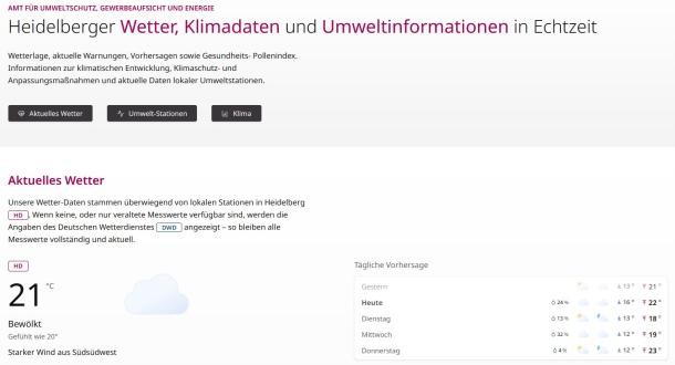 Heidelberger Wetter, Klimadaten und Umweltinformationen Heidelberger Wetter, Klimadaten und Umweltinformationen