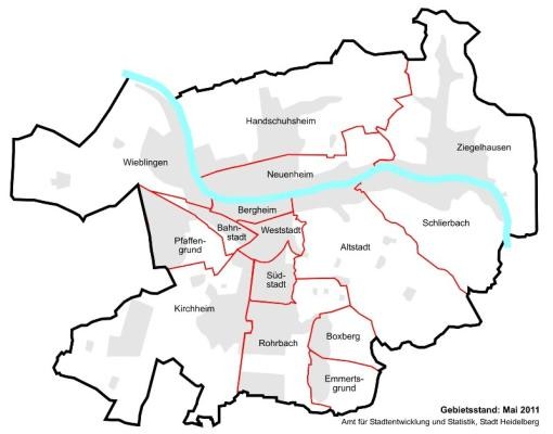 Grafik Heidelberger Stadtteile (Grafik: Stadt Heidelberg) Grafik Heidelberger Stadtteile