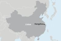 Bildunterschrift: Landkartenausschnitt China mit Markierung Hangzhou Bildunterschrift: Landkartenausschnitt China mit Markierung Hangzhou