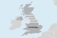 Landkartenausschnitt Großbritannien mit Markierung Cambridge (Grafik: Peh & Schefcik) Landkartenausschnitt Großbritannien mit Markierung Cambridge