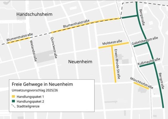 Vorgeschlagene Maßnahmen für freie Gehwege in Neuenheim. (Bild: Stadt Heidelberg)